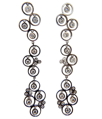 1.00ct diamonds floating circle dangle earrings 14kt bubble sparkles *v