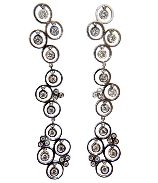 1.00ct diamonds floating circle dangle earrings 14kt bubble sparkles *v