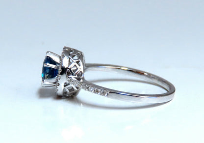 1.22ct Natural Blue Sapphire Halo Cluster Ring 14 Karat *v