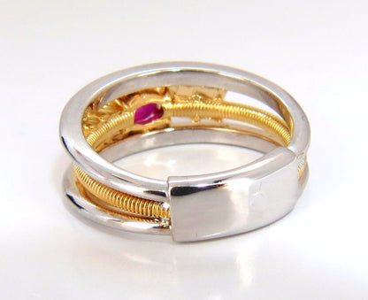 GIA Certified 1.30ct natural vivid red Burma ruby diamonds ring 18kt coil wrap*v