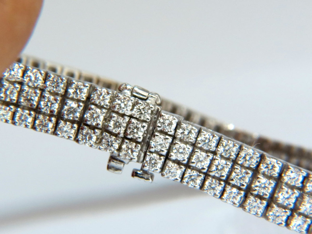 5.50ct natural round brilliant diamonds three row tennis bracelet 14kt gold *v