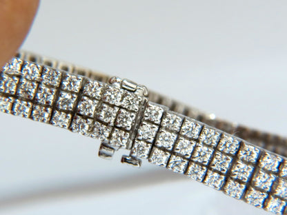 5.50ct natural round brilliant diamonds three row tennis bracelet 14kt gold *v