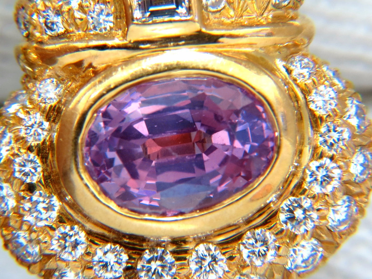 AGL Certified 10.75ct natural pink & blue sapphire diamond earrings 18kt *v