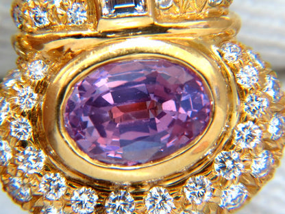 AGL Certified 10.75ct natural pink & blue sapphire diamond earrings 18kt *v