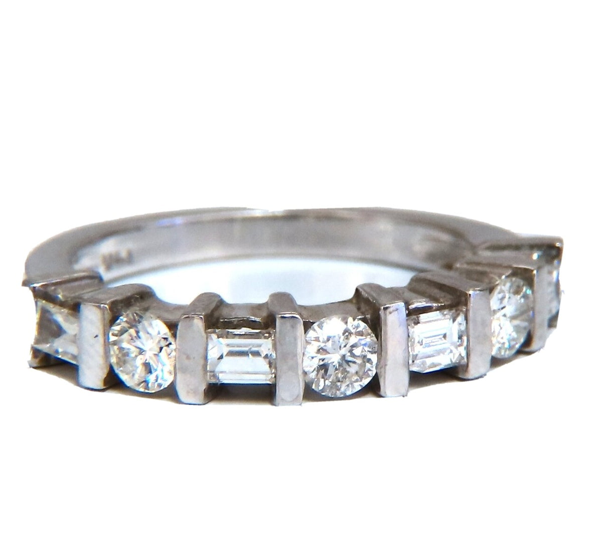 .75ct. Natural baguettes and rounds Diamond band ring 14 karat *v