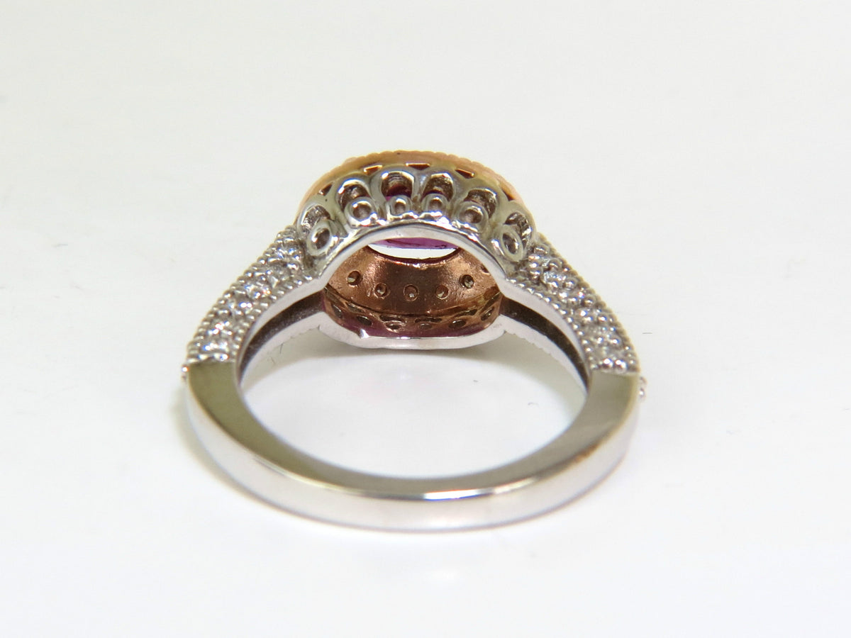 2.78CT NATURAL FINE PURPLE RED RUBY DIAMOND RING 14KT G/VS *v