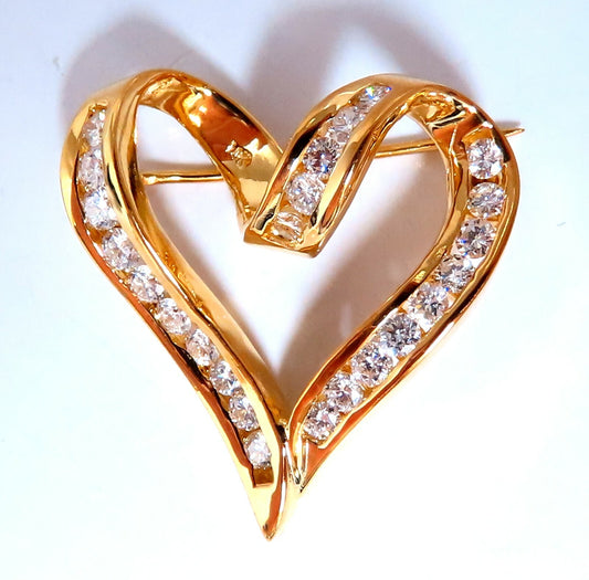 1.10ct Natural Diamonds Heart Pin 14kt *v