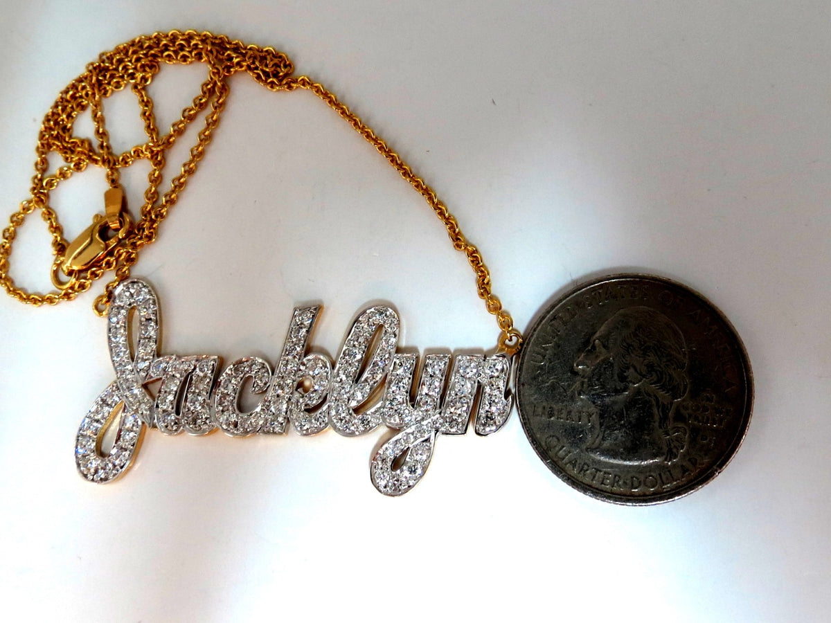 1.50ct natural diamonds Jacklyn Name plate necklace 14 Karat *v