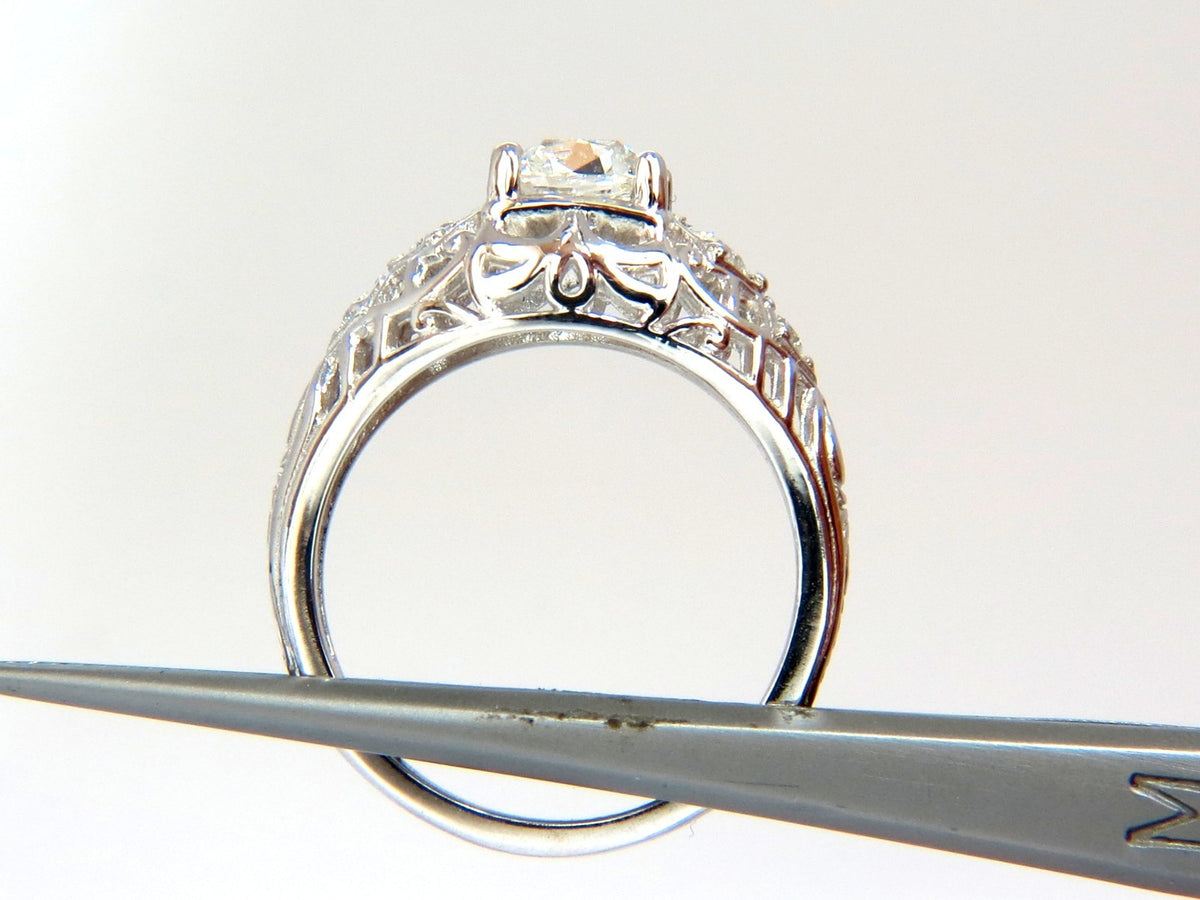 GIA 1.04ct. Cushion Brilliant natural diamond ring G/ Si-1 Deco 14kt gold *v