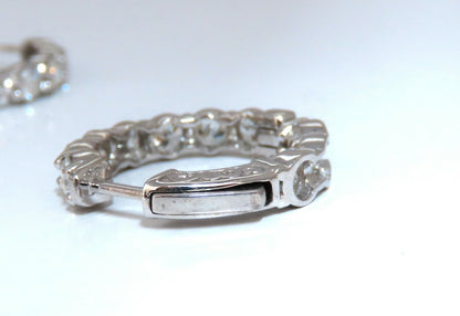 3.02ct Natural Round Diamond hoop earrings 14kt 22mm button & share prong *v