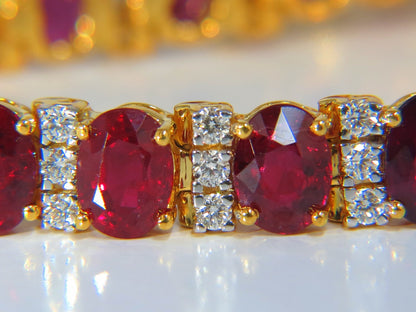 21.86ct NATURAL FINE VIVID RED RUBY DIAMONDS TENNIS BRACELET CLASSIC 14kt *v