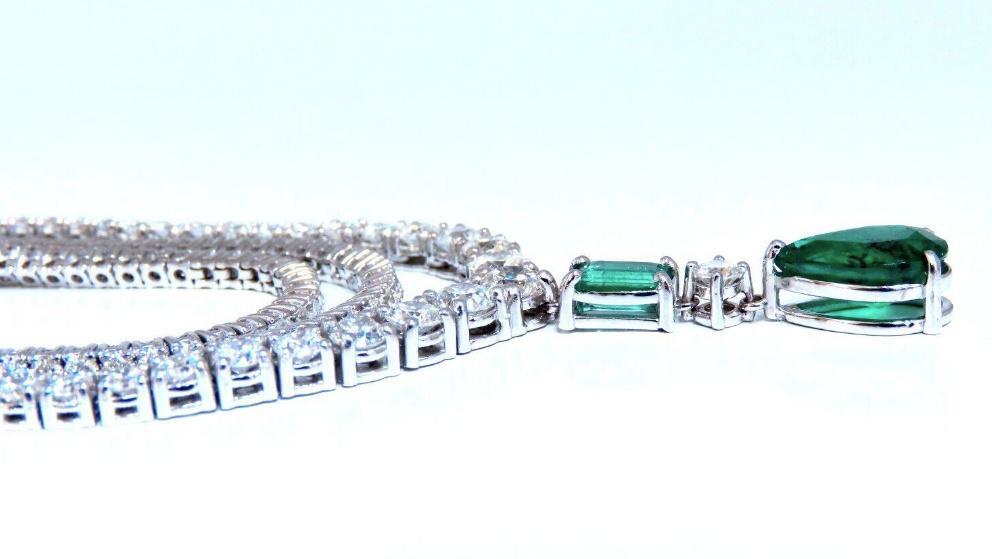 14.47ct Natural Emerald Diamond Necklace 14K Dangle Riviera Graduated 12644 *v