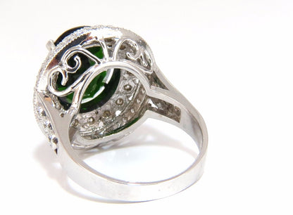 GIA CERTIFIED 6.71CT NATURAL BRIGHT VIVID GREEN DIOPSIDE DIAMONDS RING 14KT*v