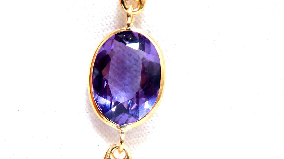150ct natural purple green amethyst necklace 14kt Gold *v