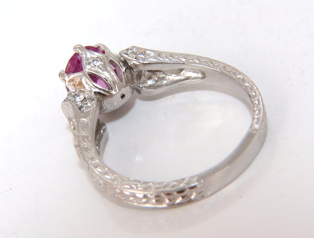 GIA Certified 1.90ct Natural No Heat Pink Sapphire Diamonds Ring 14kt *v
