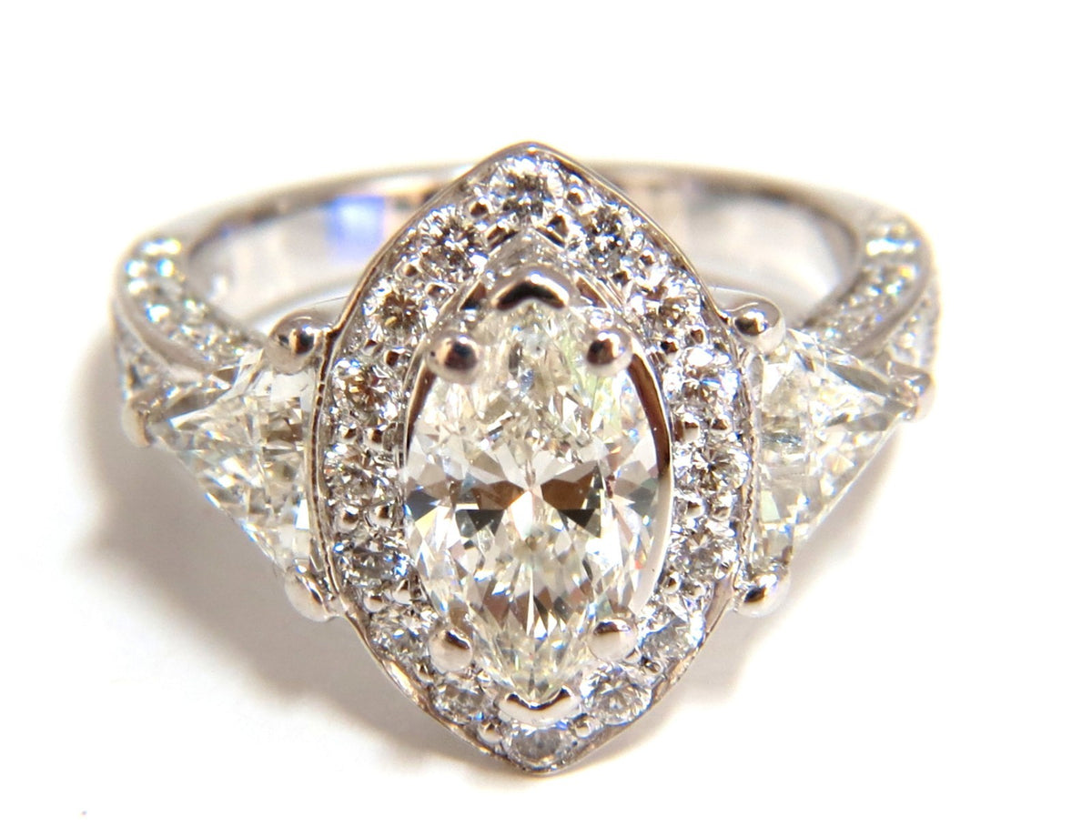 2.51ct Marquise Halo Natural Diamond Ring 14 Karat *v