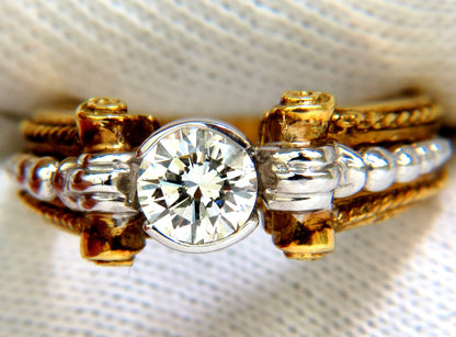 18KT .73CT ROUND BRILLIANT NATURAL DIAMOND RING GILT DECO H/VS *v