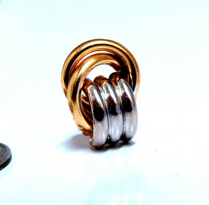 14kt Gold Clip earrings Circular Knocker Two Toned *v