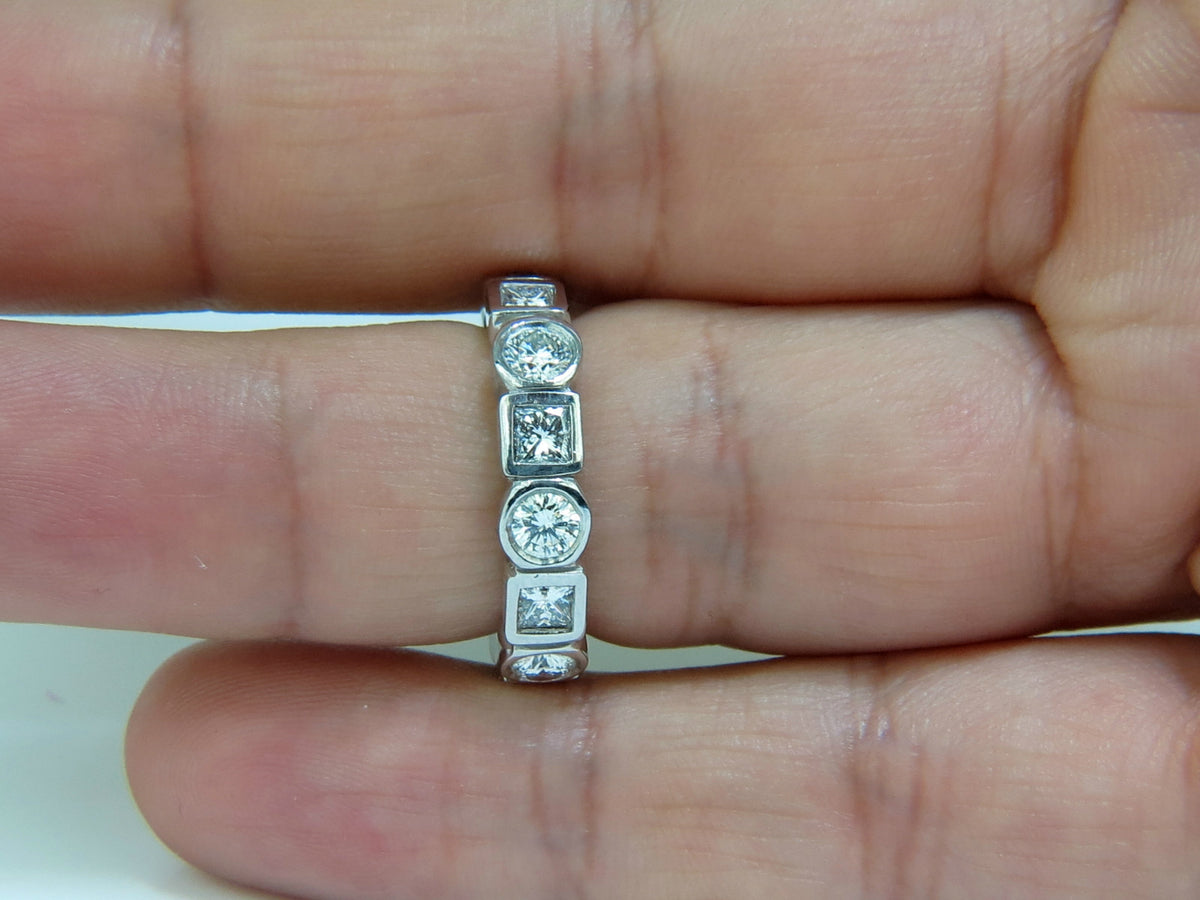 2.80CT NATURAL ROUNDS PRINCESS DIAMONDS ETERNITY BAND PLATINUM FLUSH DURABLE *v