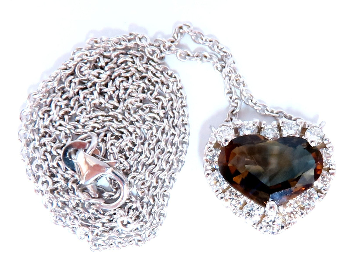 GIA certified 3.23ct Natural No Heat Heart Sapphire Diamonds Necklace 14kt *v