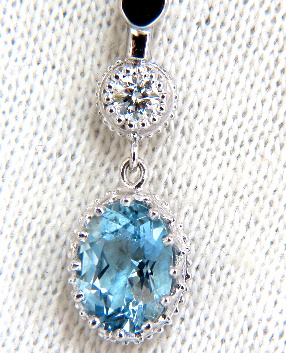 2.60ct natural aquamarines diamonds dangle earrings 14kt *v