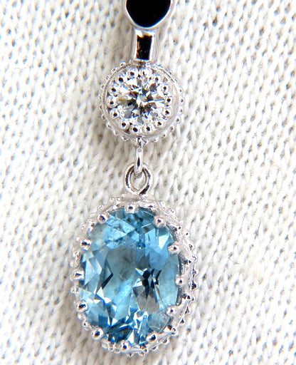 2.60ct natural aquamarines diamonds dangle earrings 14kt *v
