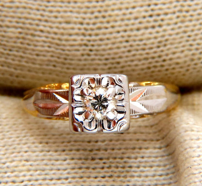 .15ct Natural Diamond Vintage Solitaire Ring 14kt gold *v