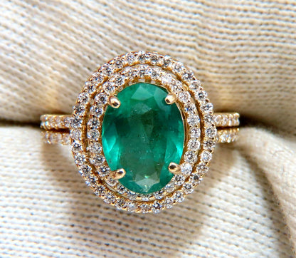 2.93ct Natural Emerald Diamonds Double Halo Ring 14kt *v