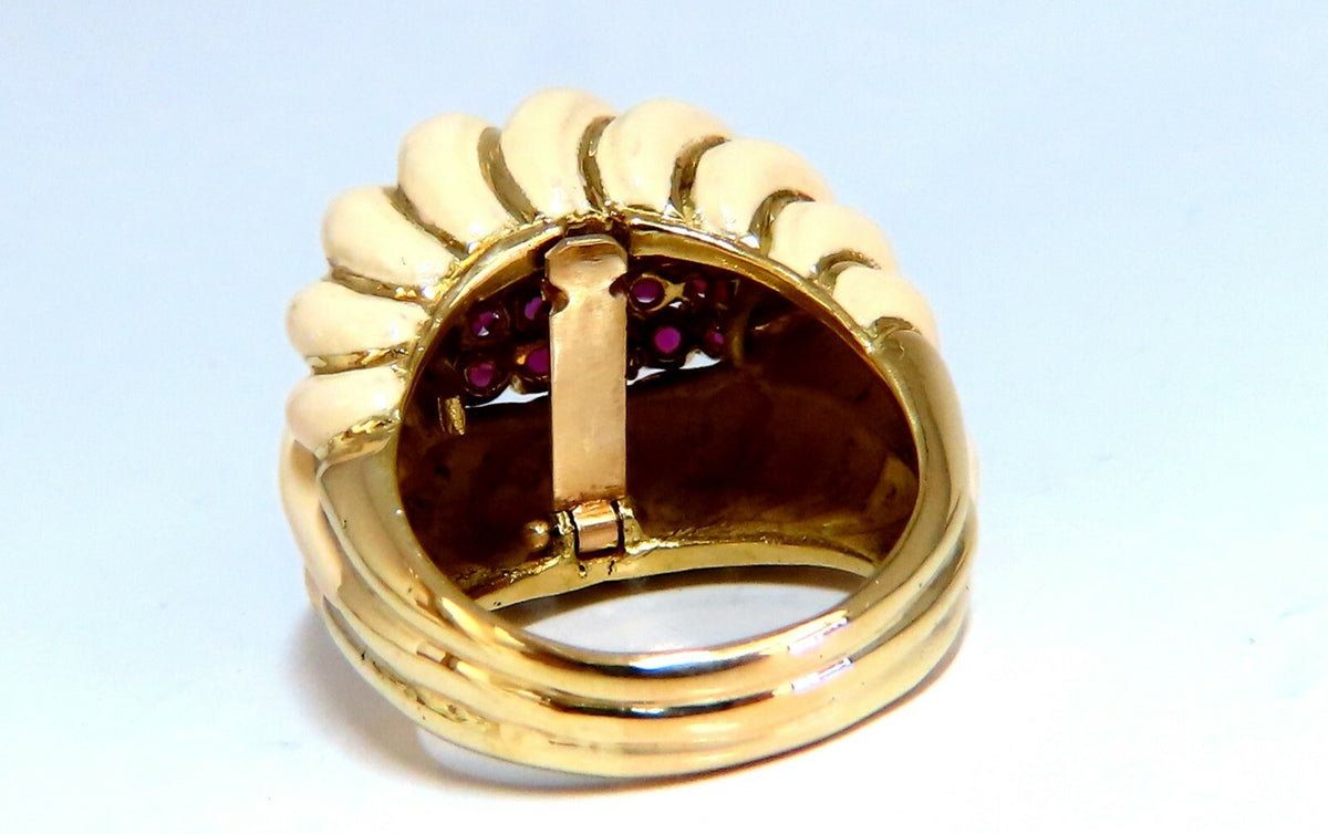 1ct natural ruby enamel estate 18 karat gold ring *v