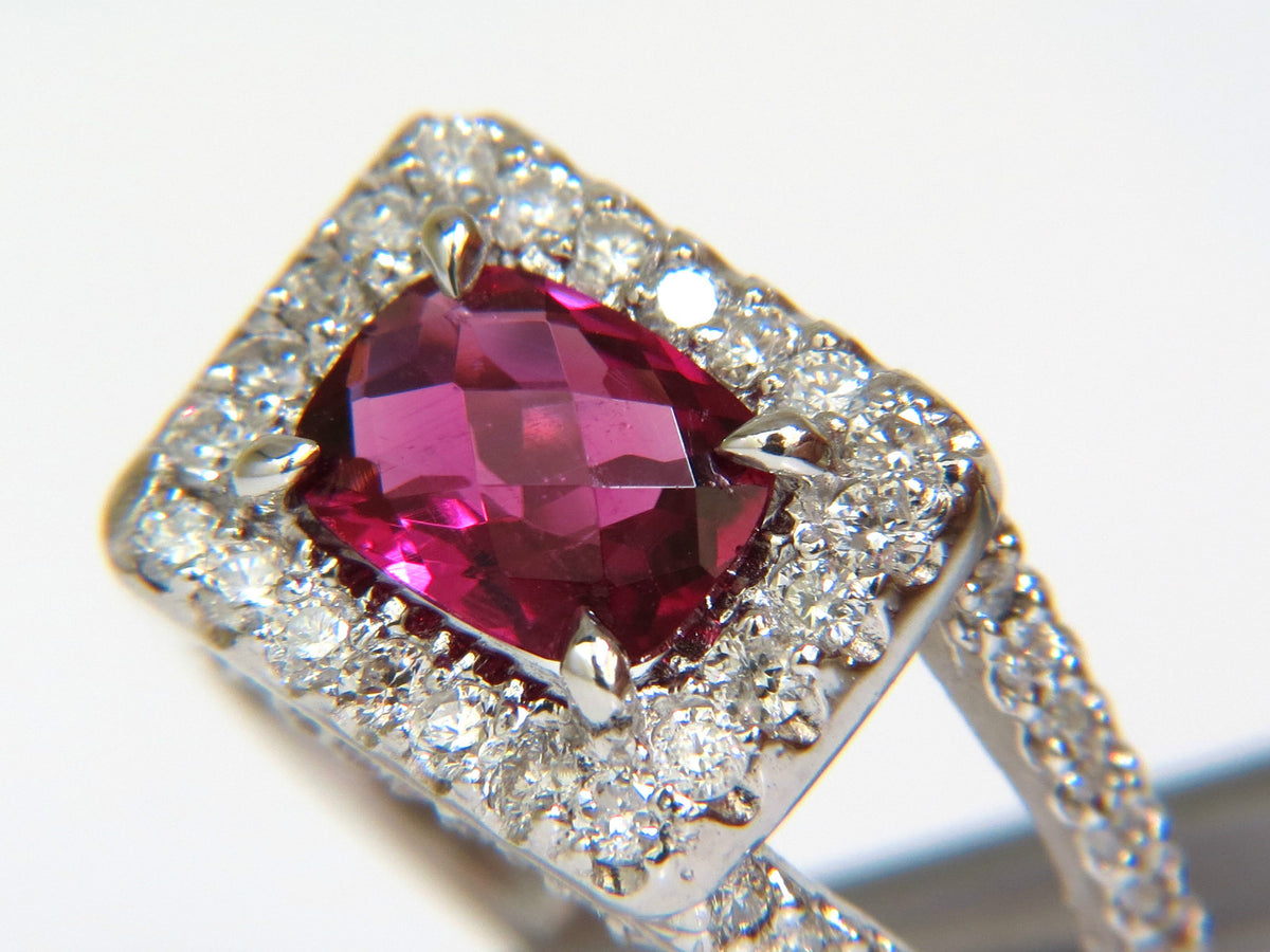 2.73CT NATURAL BRIGHT PINK TOURMALINE DIAMOND RING SPLIT SHANK 14KT *v