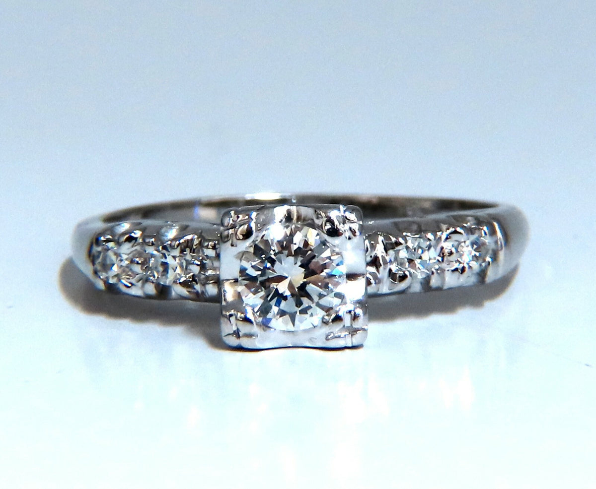 .46ct Natural Round Cut Diamond Ring Vintage 14kt *v