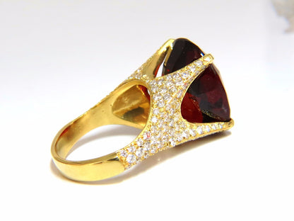 26.31ct GIA NATURAL RED SPESSARTITE GARNET DIAMONDS RAISED RING 18KT *v