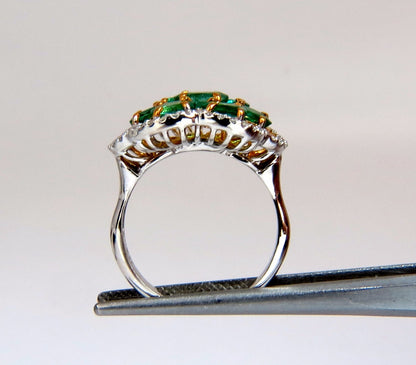 3.02ct Natural oval Emeralds diamond cocktail cluster ring 14kt G/Vs *v