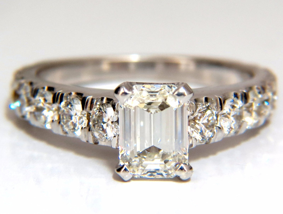GIA Certified 1.08ct Emerald Cut  natural diamond ring 1.20ct. 18kt H/Vs1 *v