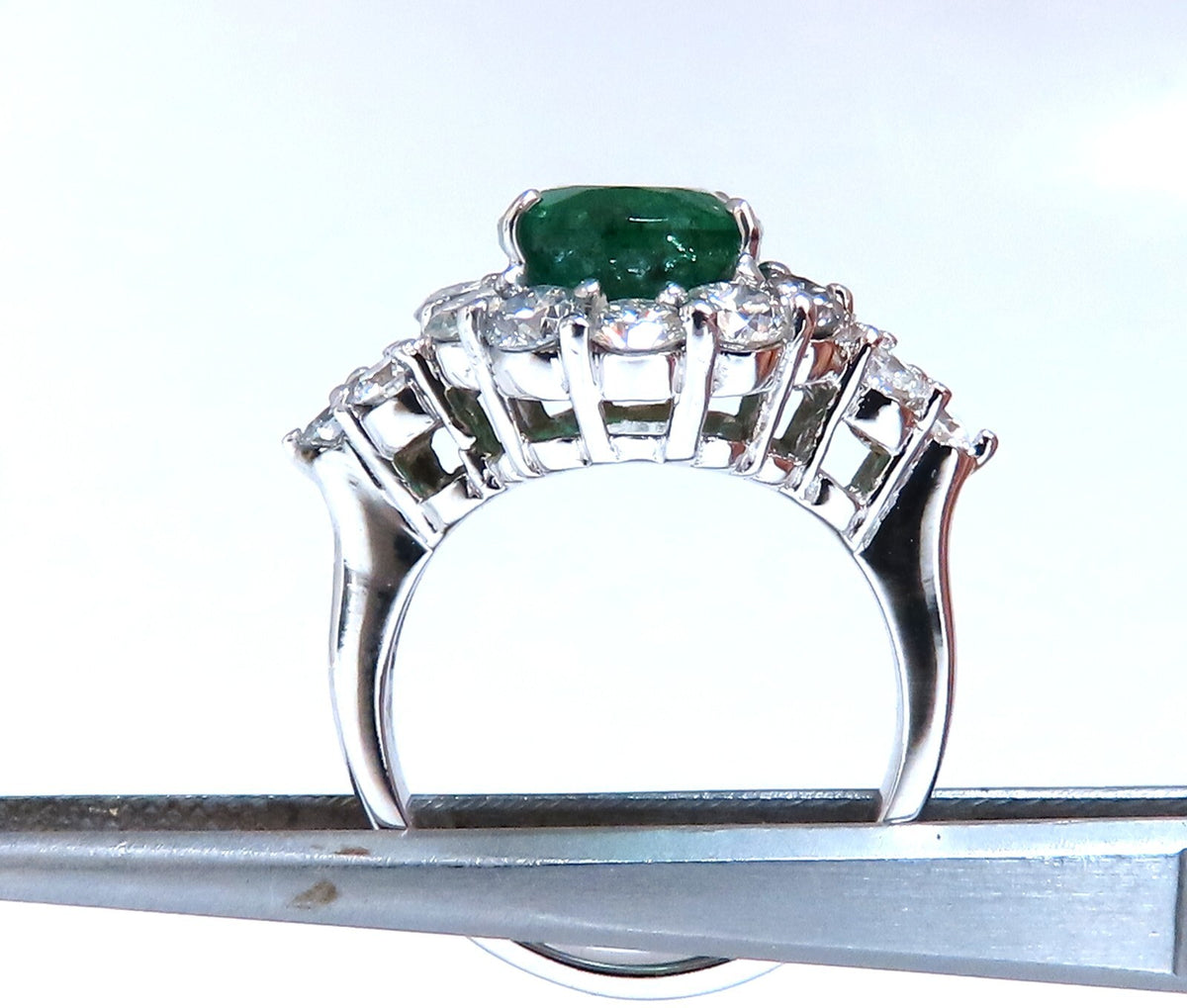 4.12ct natural green emerald diamonds ring 14kt Halo Prime *v