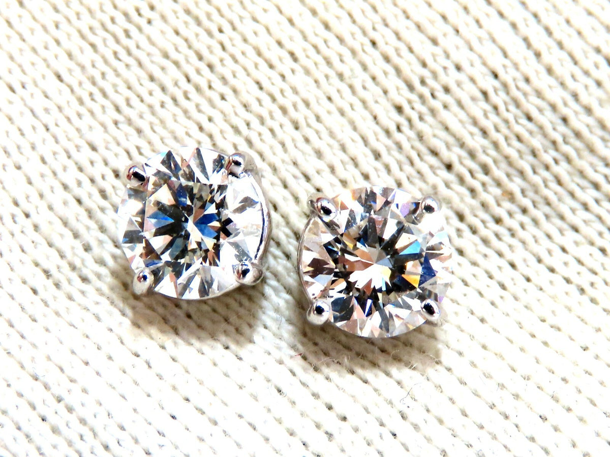 GIA Certified 2.00ct Natural Round Diamond Stud Earrings 14 Karat Ideal Ex *v