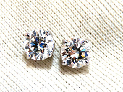 GIA Certified 2.00ct Natural Round Diamond Stud Earrings 14 Karat Ideal Ex *v