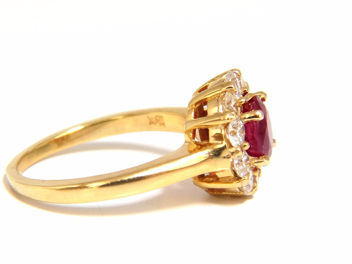 GIA Certified 1.54ct oval cut red natural ruby .88ct diamonds ring 18kt *v