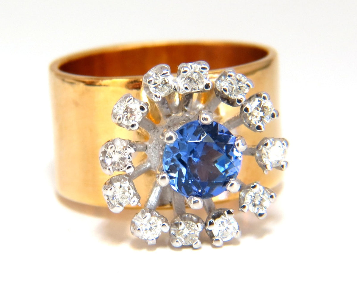 1.46ct natural round tanzanite diamonds ring 14kt cluster halo *V