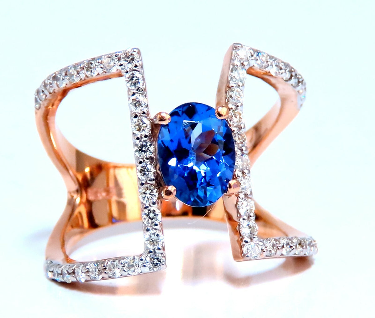 1.30ct Natural Tanzanite Diamond ring Wide shoulder Mod *v