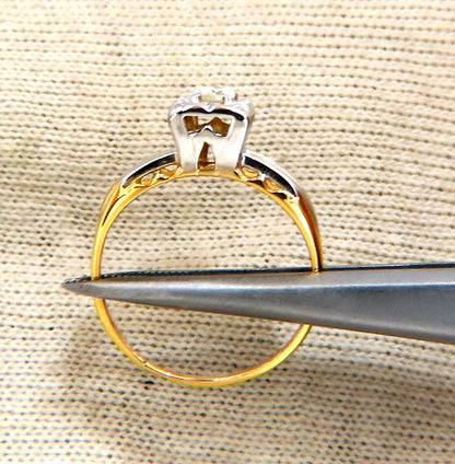 .15ct Natural Diamond Vintage Solitaire Ring 14kt gold *v
