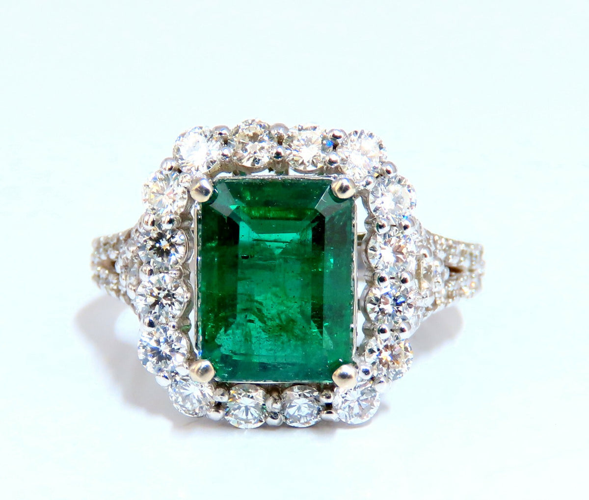 GIA Certified: 3.31ct Natural Emerald Diamonds Ring 14kt (F1) *v