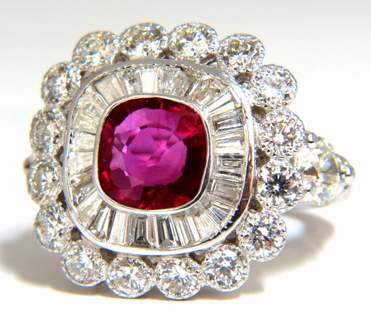 Ballerina Cocktail Cluster No Heat Ruby Diamond Ring 4.58ct. 18 Karat*V