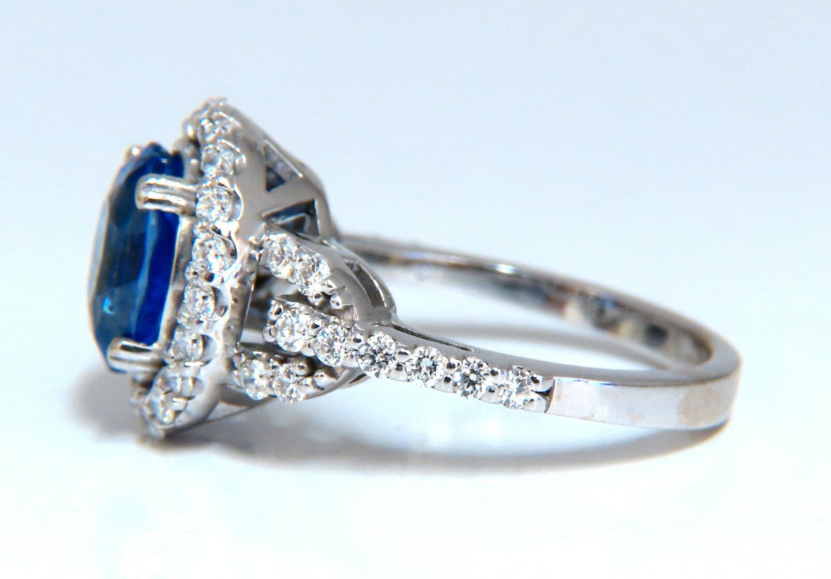 GIA Certified 3.30ct Natural No Heat Sapphire Diamond Ring Unheated 14 Karat*v