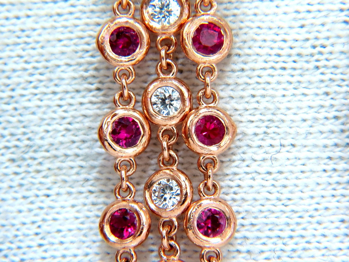 3.00ct natural deep red ruby diamond by yard dangle earrings 14kt *v