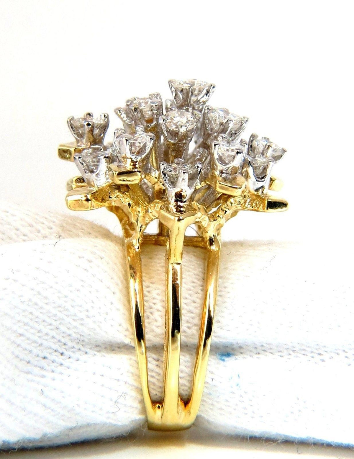 1.90CT NATURAL DIAMONDS FLOATING RAISED COCKTAIL RING 14KT GOLD 10031 *v