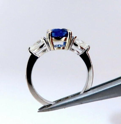 GIA Certified 2.94ct Natural No Heat Blue Sapphire Diamonds Ring 14kt #12347 *v