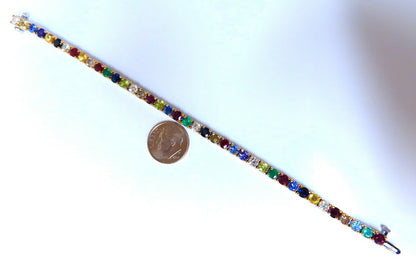 8.70ct natural ruby emerald sapphires diamond tennis bracelet 14kt gem line *v