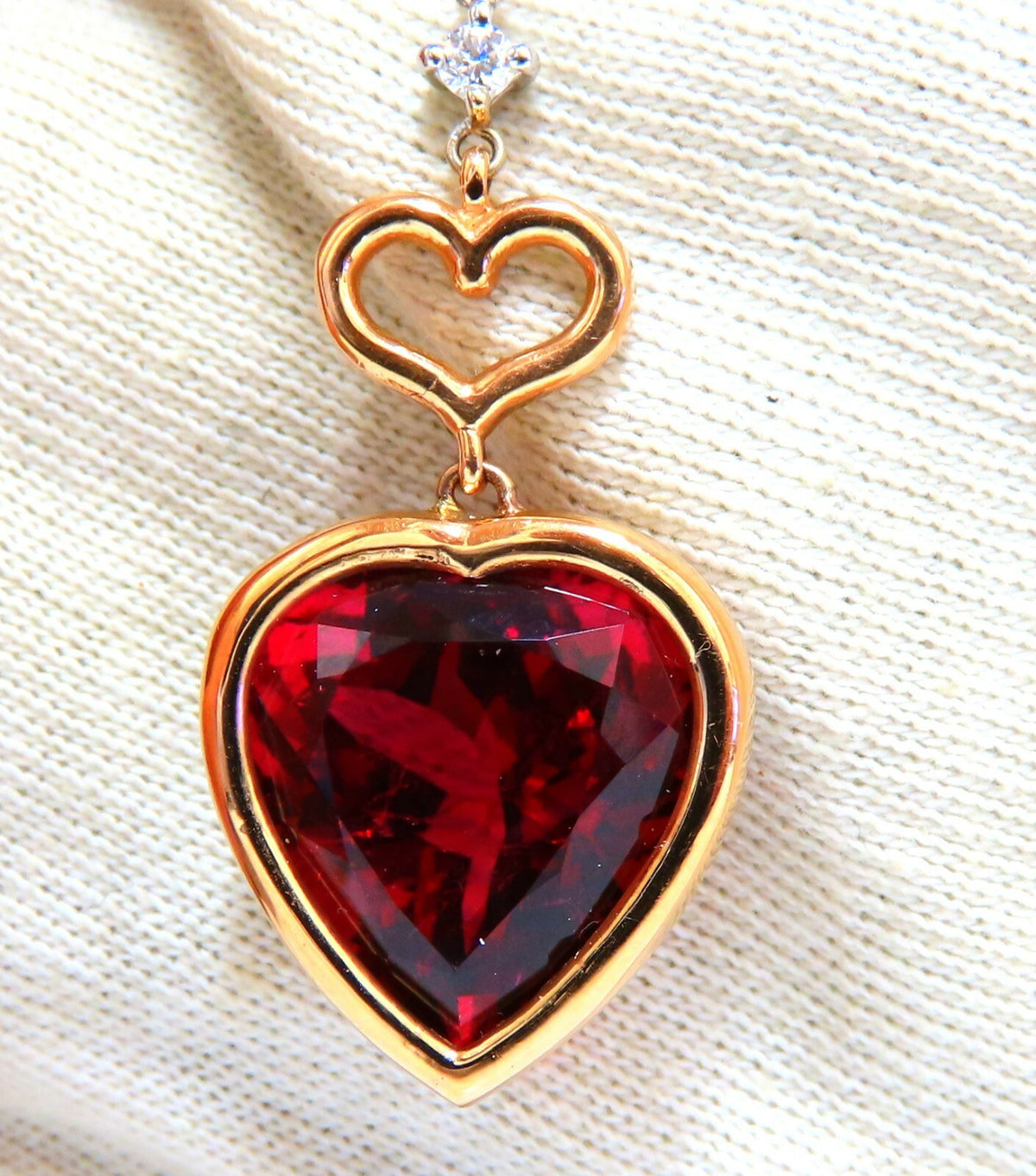 GIA Certified Natural Red Heart Tourmaline Diamonds Dangle Earrings 14k *v