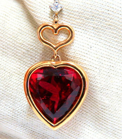 GIA Certified Natural Red Heart Tourmaline Diamonds Dangle Earrings 14k *v